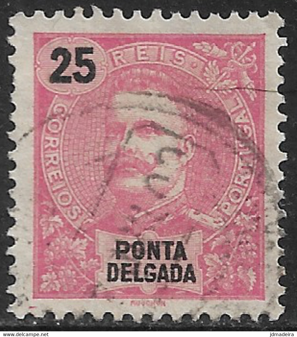 Ponta Delgada – 1898 King Carlos 25 Réis Used Stamp - Ponta Delgada