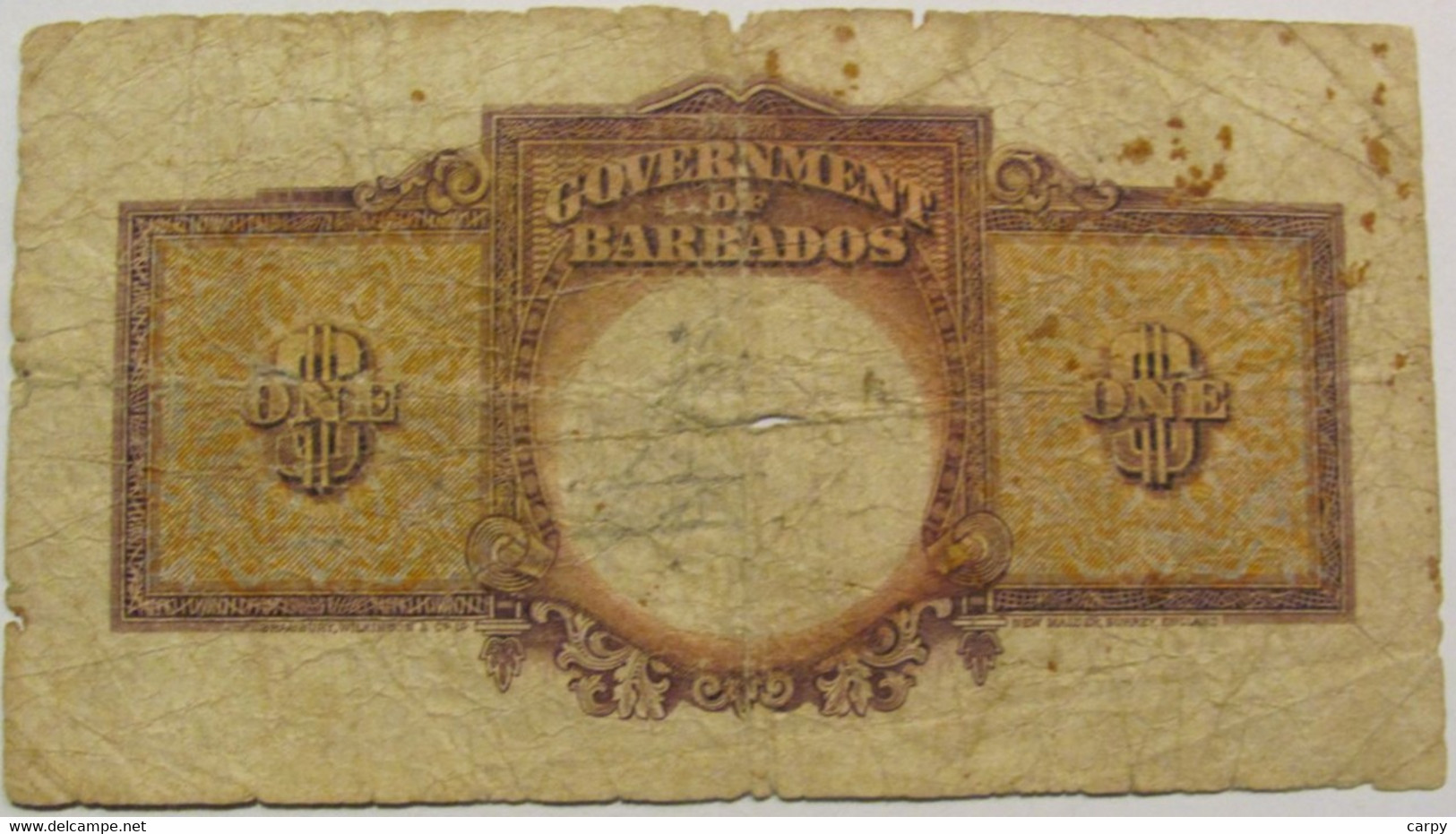 Dollar 1949 Barbados / King George VI / Some Marginal Tears & A Little Central Hole / Very RARE - Barbados