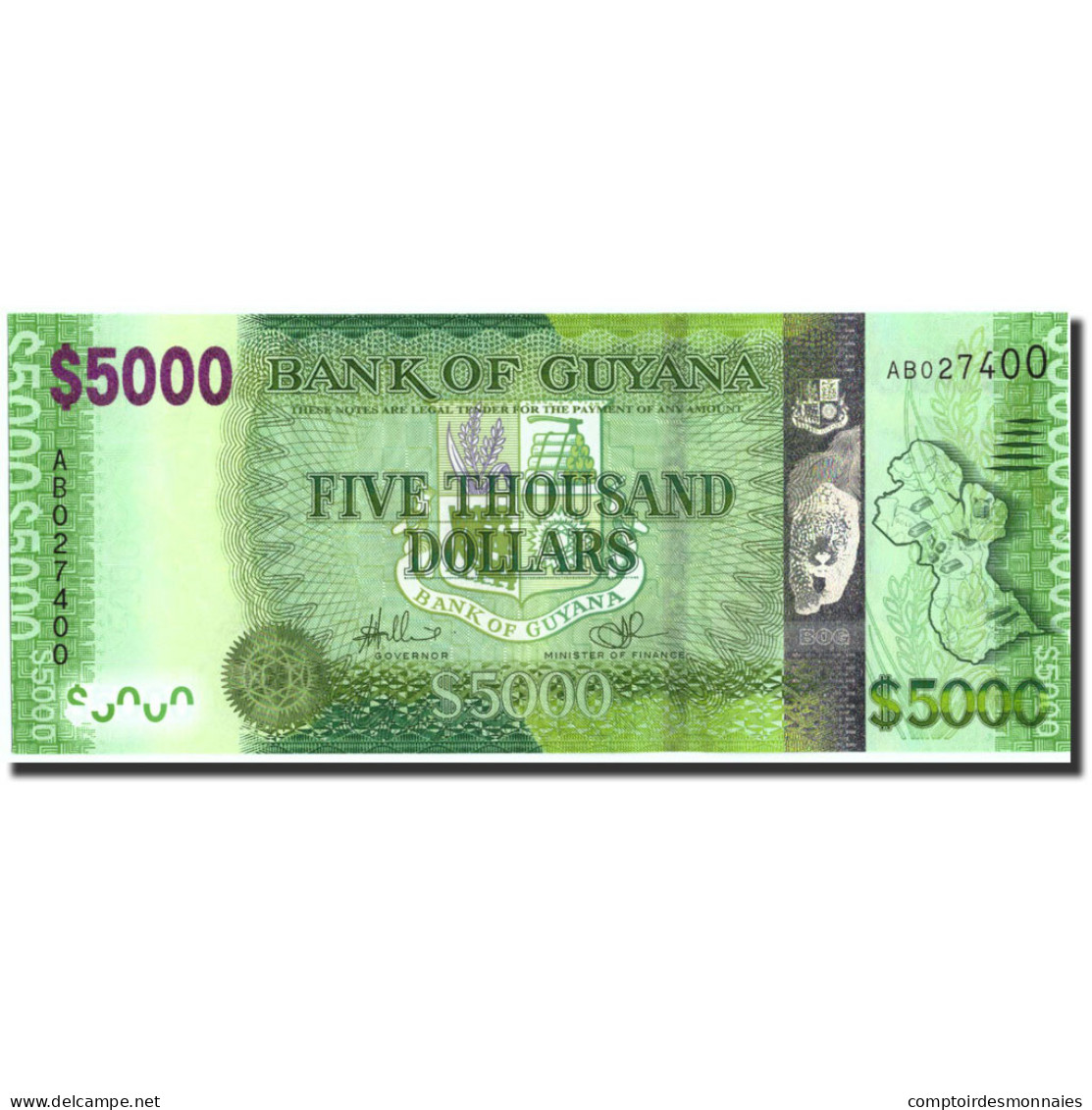 Billet, Guyana, 5000 Dollars, Undated (2013), Undated, KM:40, SPL - Guyana