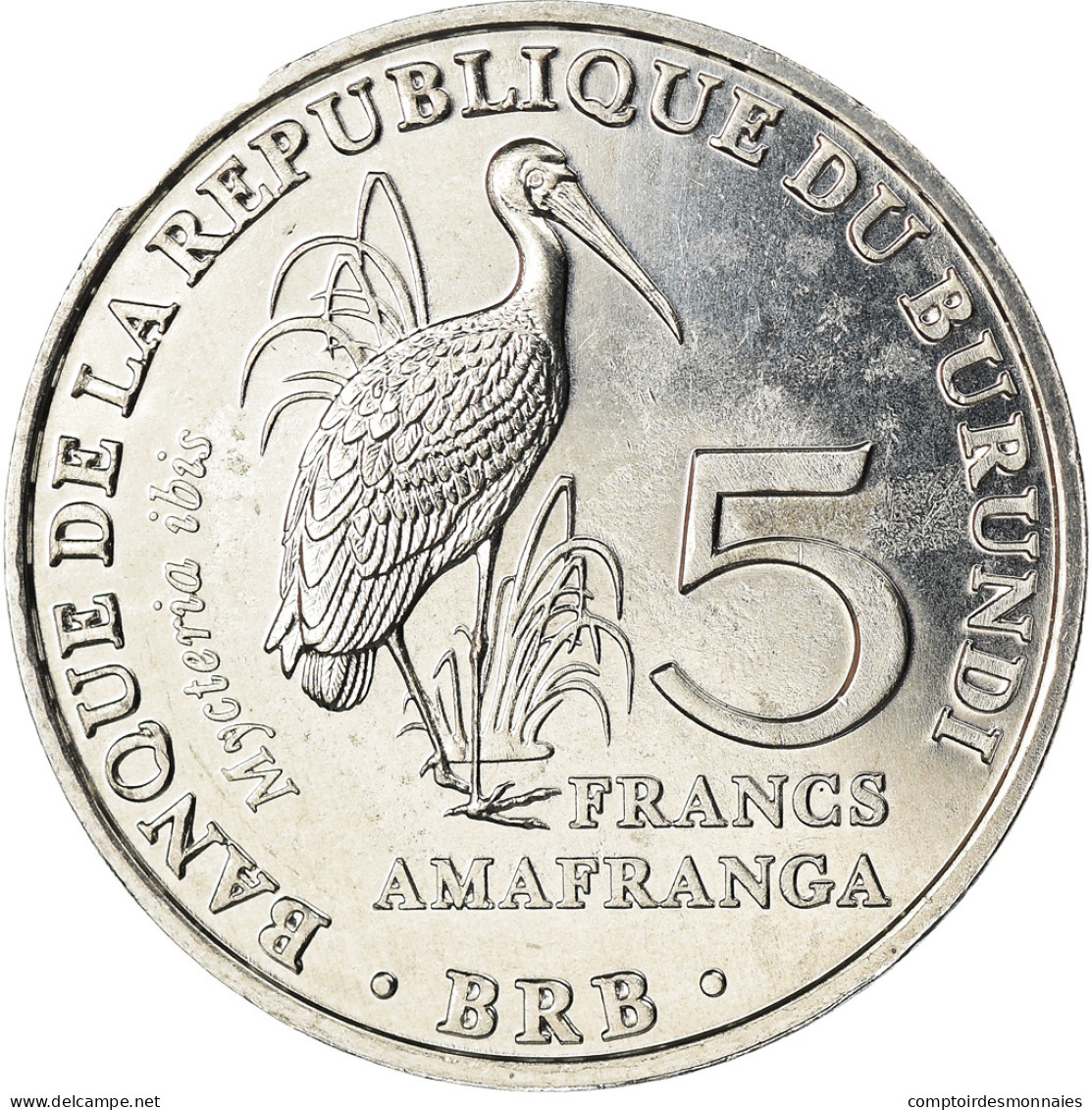 Monnaie, Burundi, 5 Francs, 2014, Oiseaux - Tantale Ibis, SPL, Aluminium, KM:27 - Burundi