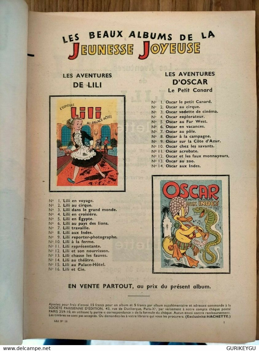 LILI N° 16 Et Cie  Jeunesse Joyeuse EO Sans Date 1957 - Lili L'Espiègle