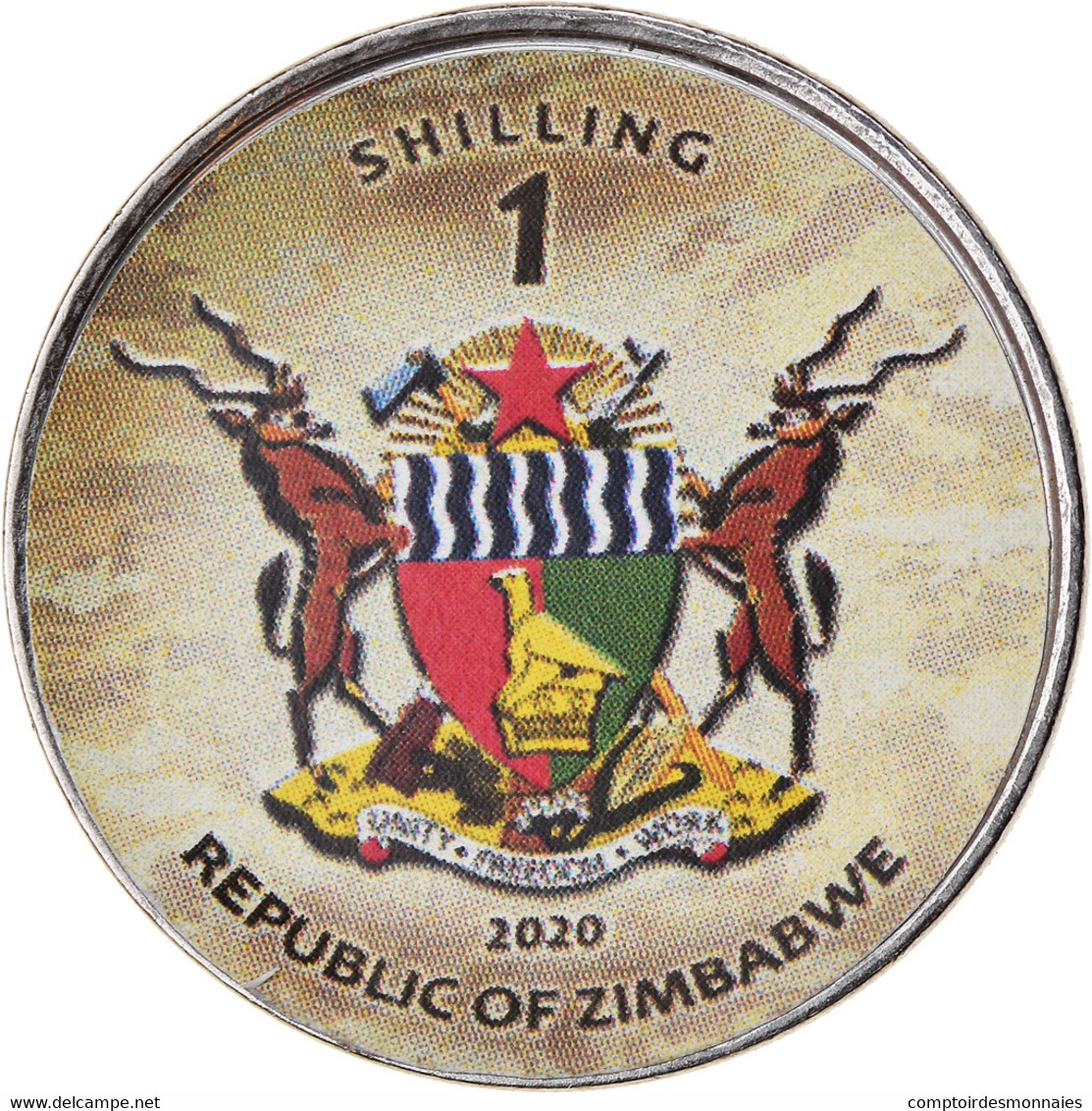 Monnaie, Zimbabwe, Shilling, 2020, Tanks - T-55, SPL, Nickel Plated Steel - Zimbabwe