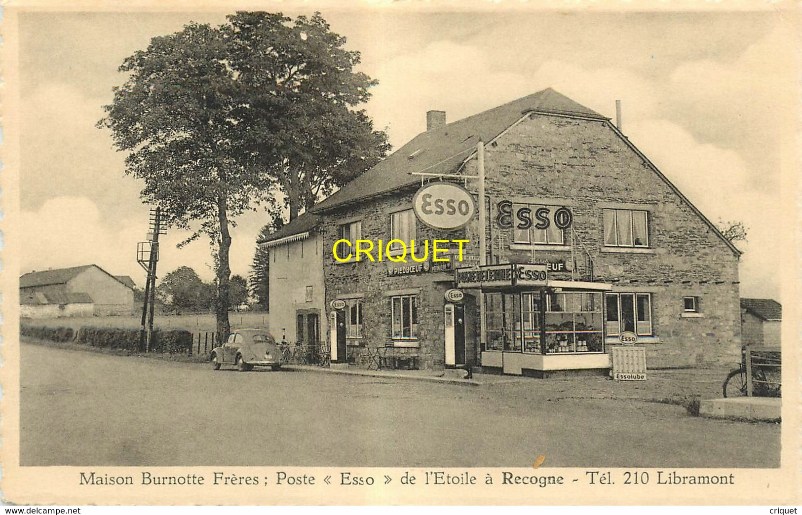 Belgique, Recogne, Maison Burnotte Frères, Poste Esso De L'Etoile. Carte Pas Courante - Bertogne