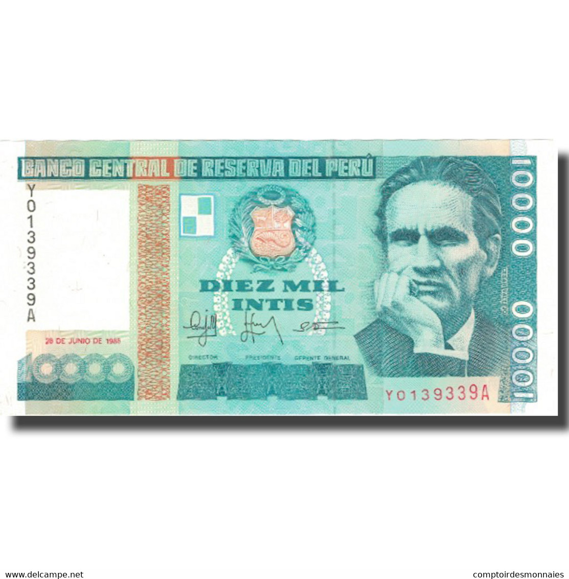 Billet, Pérou, 10,000 Intis, 1988, 1988-06-28, KM:140, SPL - Pérou