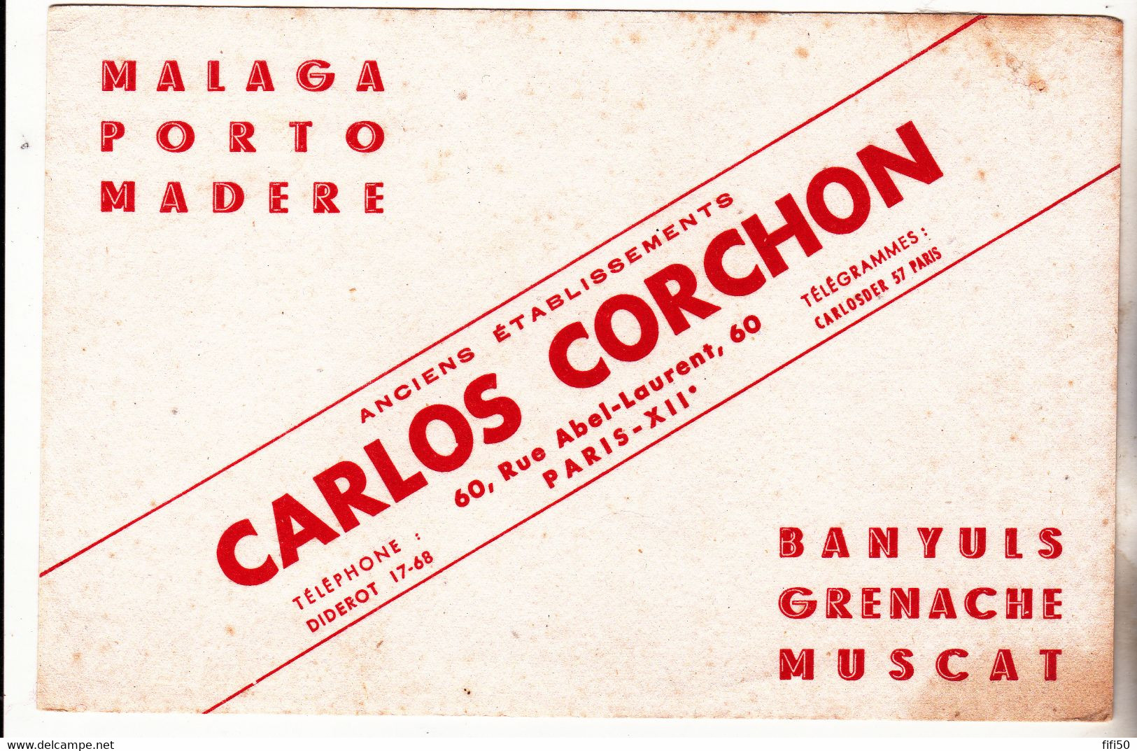 CARLOS CORCHON Paris Malaga Porto Madere Banyuls Grenache Muscat - Drank & Bier