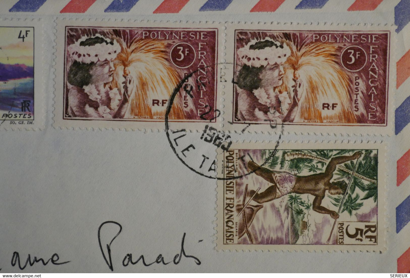 AH12 POLYNESIE  SUR  LETTRE  1965    POUR CHAMPIGNY  FRANCE   ++AFFRANCH.  INTERESSANT - Briefe U. Dokumente