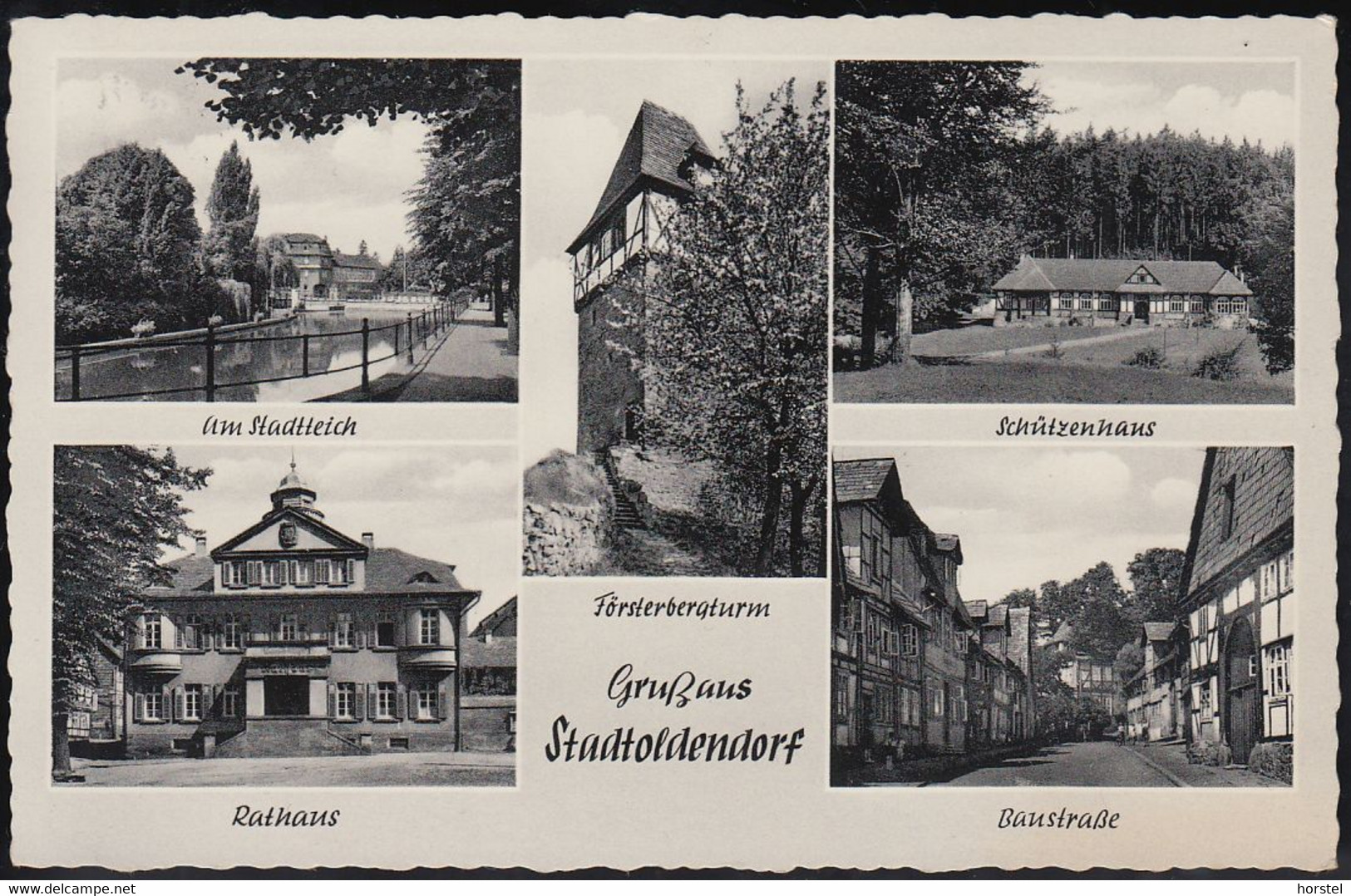 D-37627 Stadtoldendorf - Alte Stadtansichten - Rathaus - Baustraße - Försterbergturm - Nice Stamp - Holzminden
