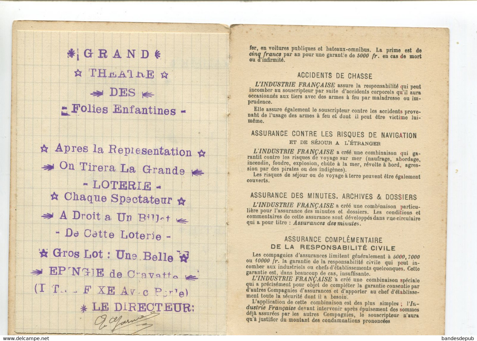 Reliure Amateur Théâtre Des Folies Enfantines Programme Billet De Loterie Lanterne Magique Directeur Garnier Paris ? - Lottery Tickets