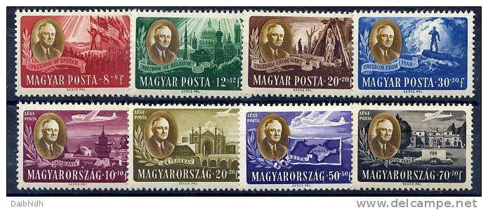 HUNGARY 1947 Roosevelt Set Of 8 MNH / **   Michel 985-92 - Unused Stamps