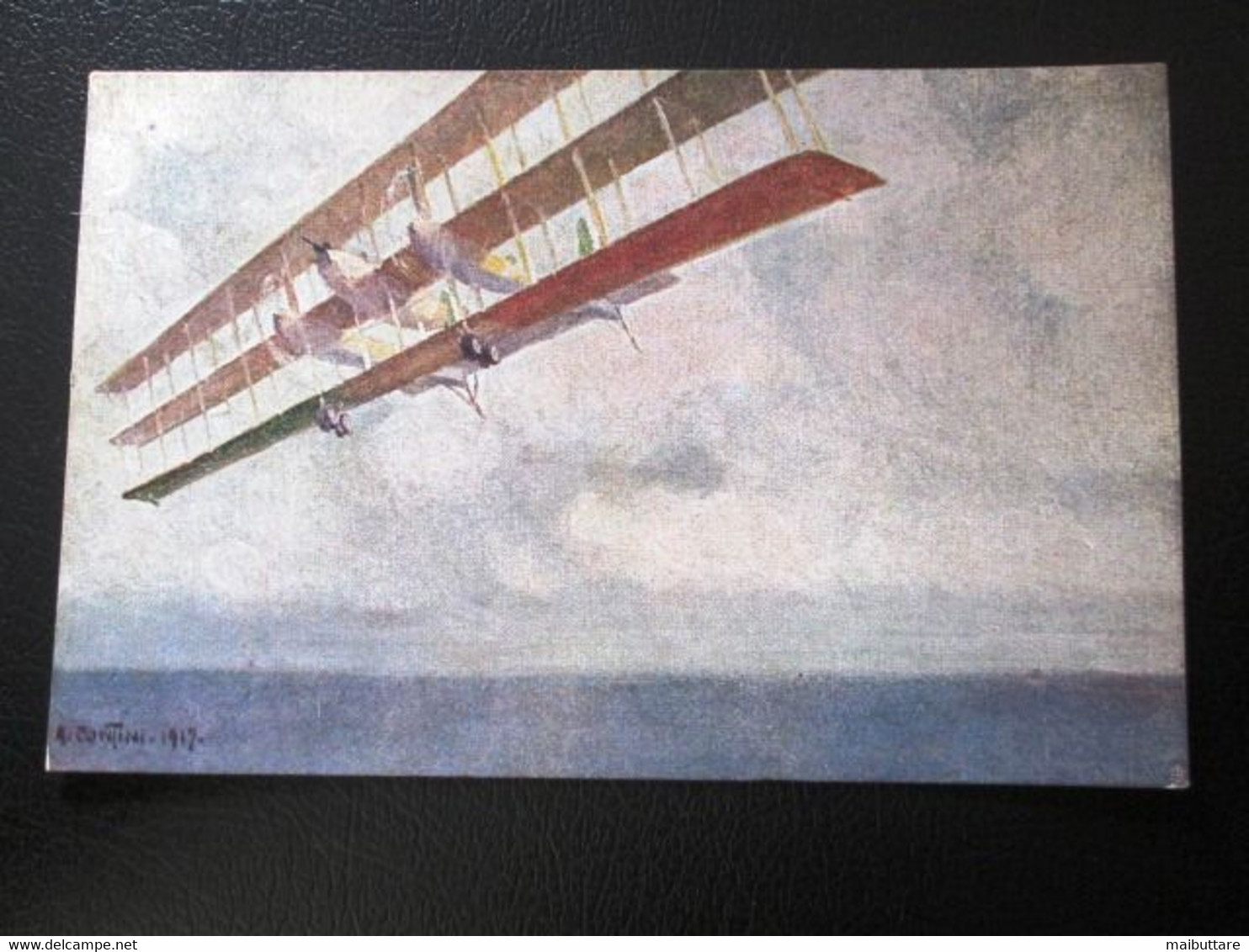 Cartolina Aviazione - Fra Cielo E Mare Aeroplani Caproni - Tenente Amerigo Contini.viaggiata 1919 - Cod.2841-140 M+s+d+e - Aviation