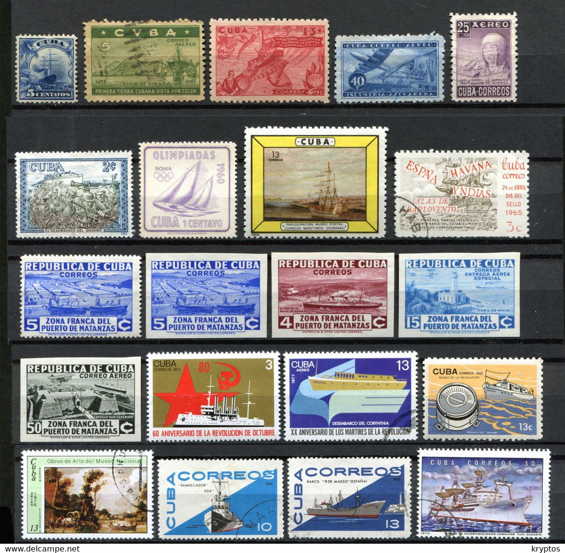 Cuba. A Bunch Of 36 Cuban Stamps. All With "SHIPS" - 2 Pages!! - Collections, Lots & Séries