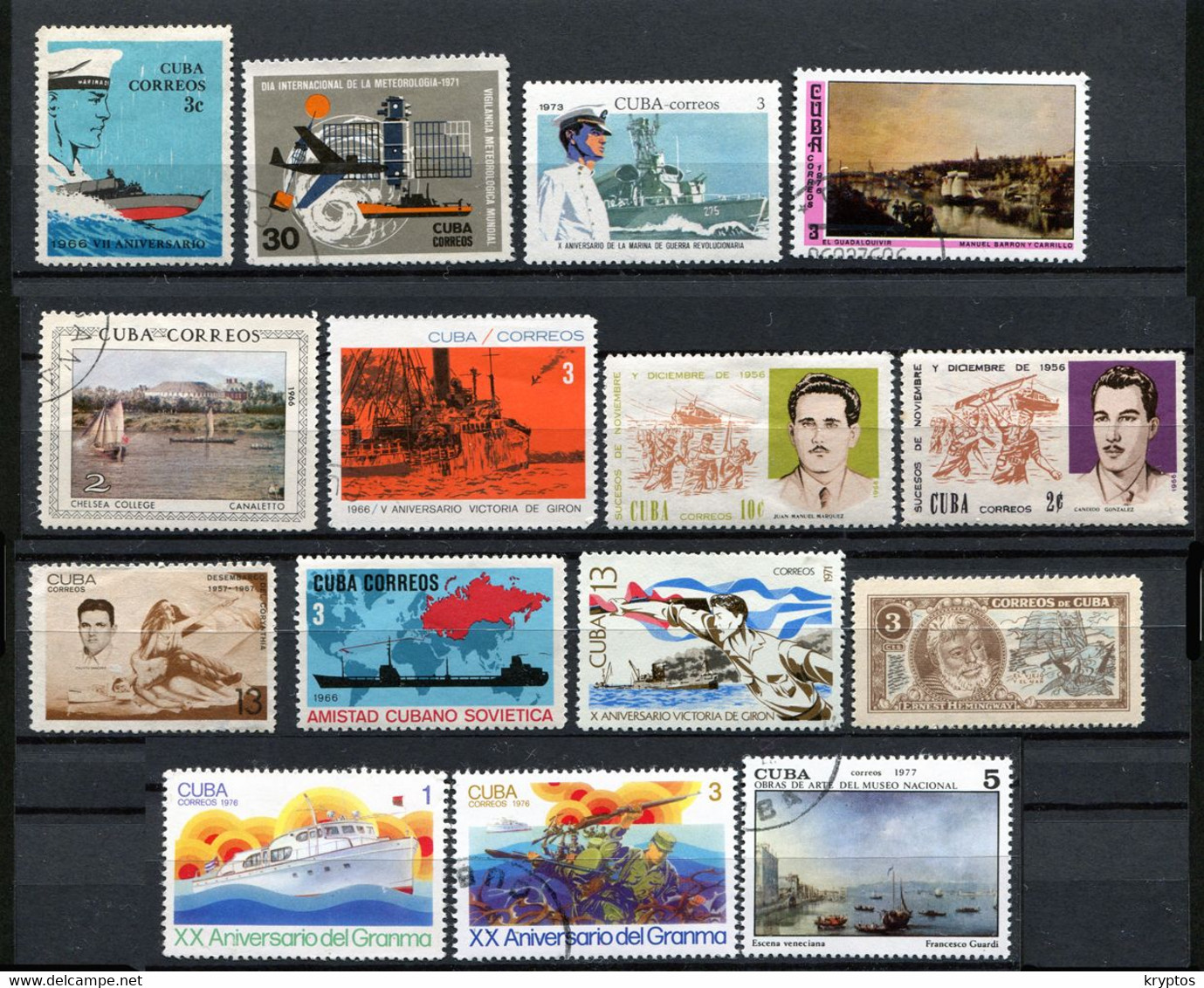 Cuba. A Bunch Of 36 Cuban Stamps. All With "SHIPS" - 2 Pages!! - Collezioni & Lotti