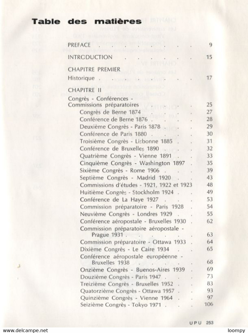 UPU Union Postale Universelle Histoire Timbres Marques Postales Par Henin (ex De Luxe)1974, 255p. Livre Book Littérature - Administrations Postales