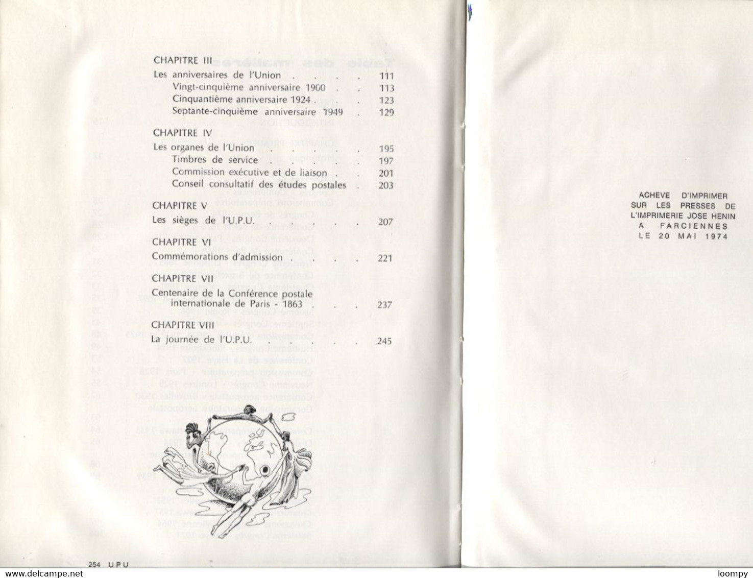UPU Union Postale Universelle Histoire Timbres Marques Postales Par Henin (ex De Luxe)1974, 255p. Livre Book Littérature - Administraciones Postales