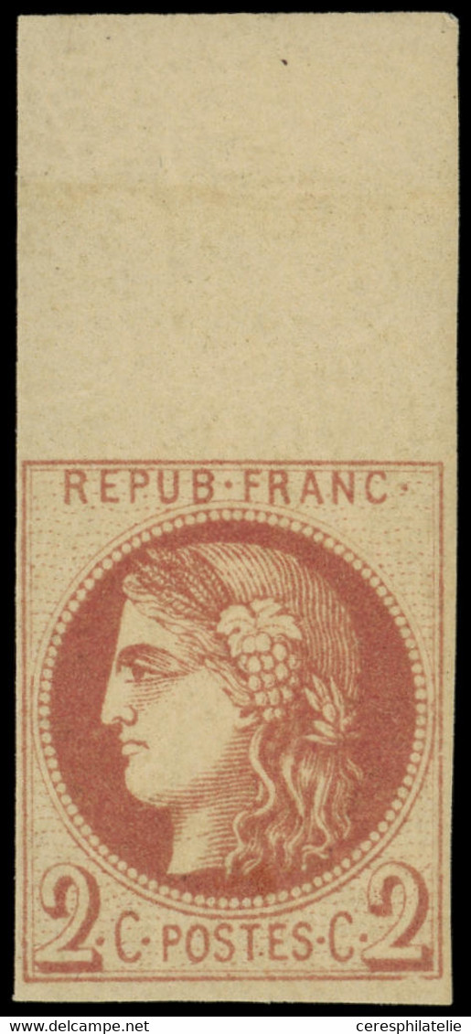 ** EMISSION DE BORDEAUX - 40Ab  2c. BRUN-ROUGE R I, Bdf, Timbre D'une Grande Fraîcheur Avec Une Gomme Parfaite, Superbe, - 1870 Bordeaux Printing