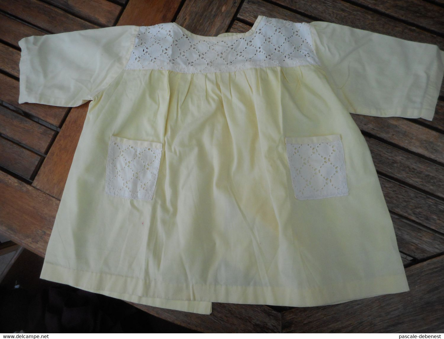 Blouse Vintage Jaune Dentelle Blanche 18 Mois - 1940-1970