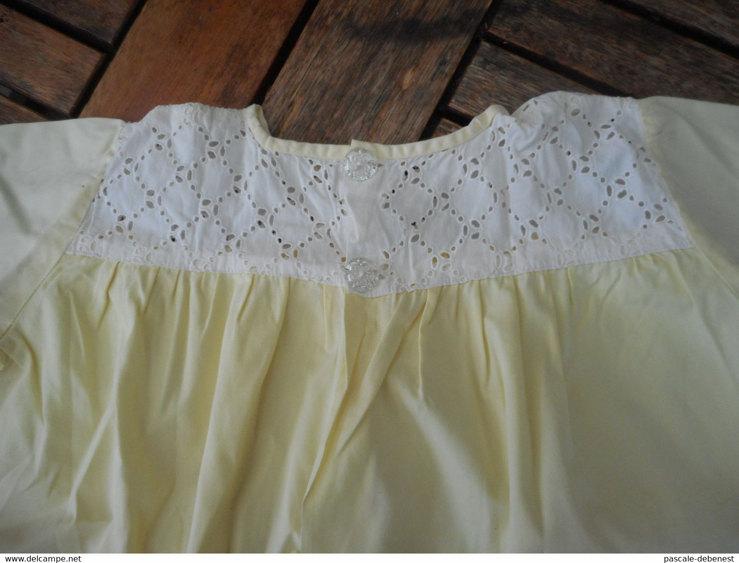 Blouse Vintage Jaune Dentelle Blanche 18 Mois - 1940-1970