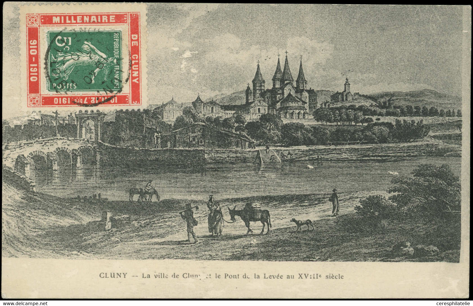 Let LETTRES DU XXe SIECLE - N°137 Sur Porte-Timbre CLUNY 2/( )/10 S. CP, TB - Storia Postale