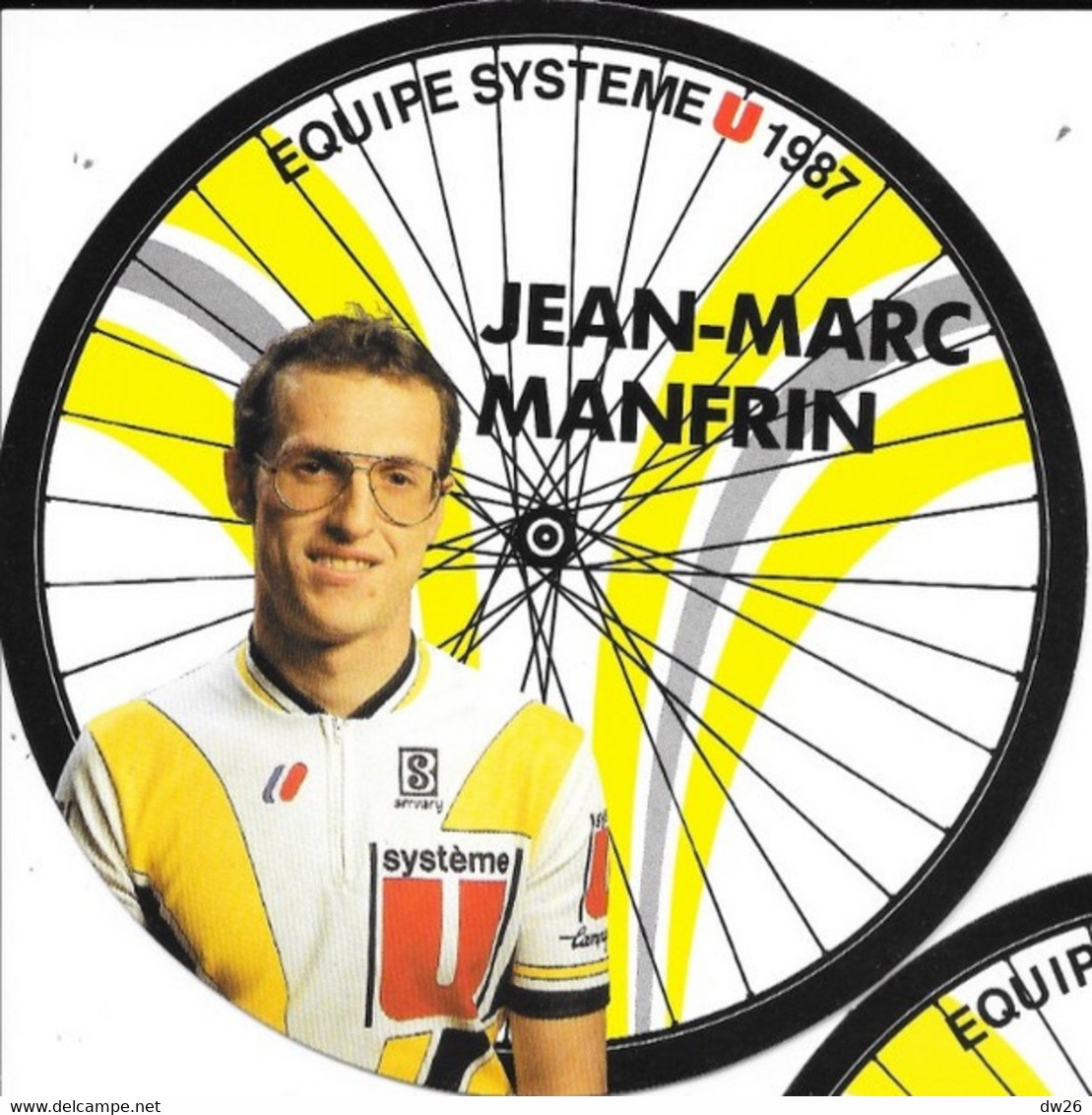 Fiche Cyclisme Avec Palmares - Jean-Marc Manfrin, Equipe Système U 1987, Carte Roue De Vélo (Cycles Gitane) - Sport