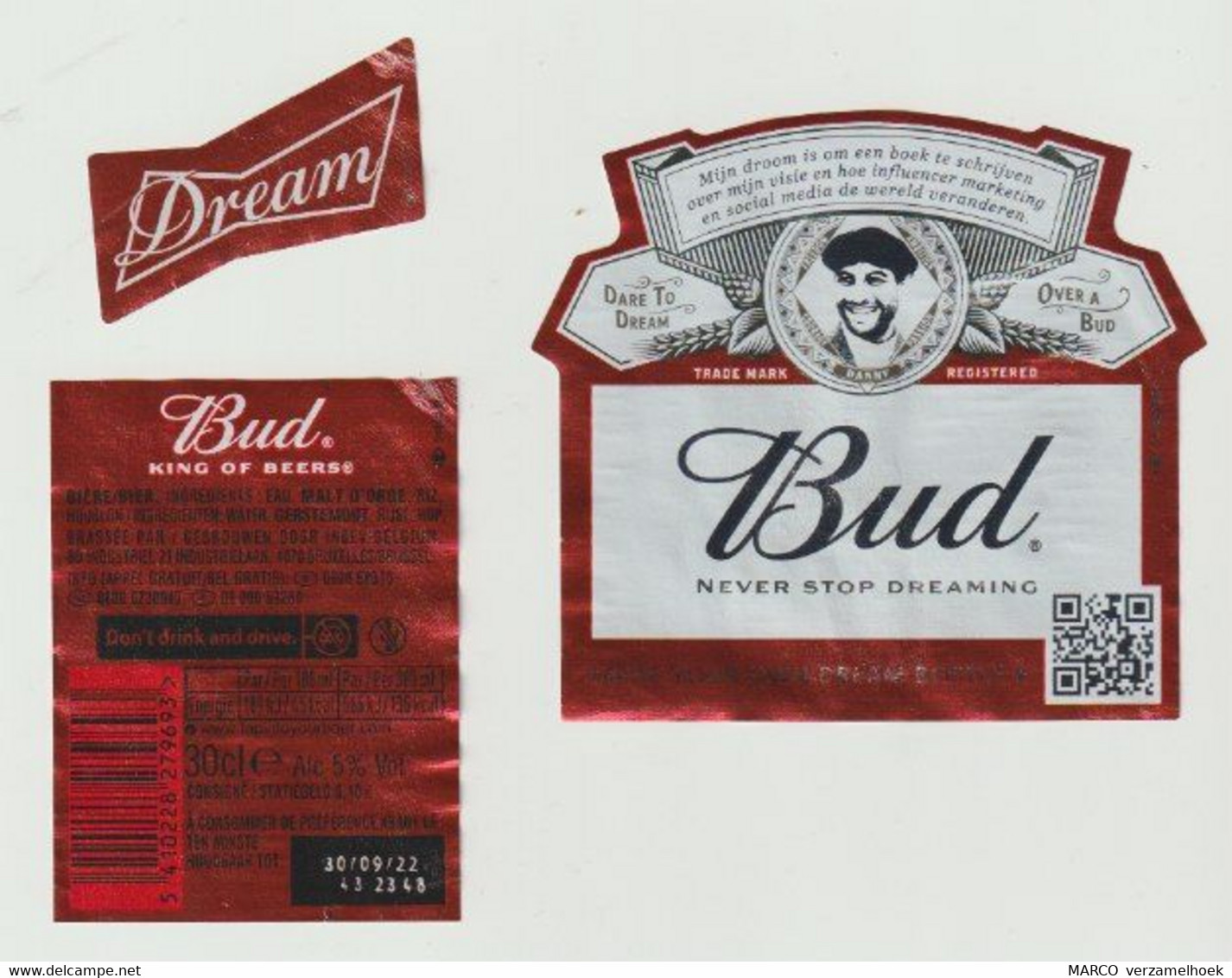 Bier Etiket-beerlabel BUD Anheuser-Busch (USA) Dare To Dream Over A BUD Danny - Birra