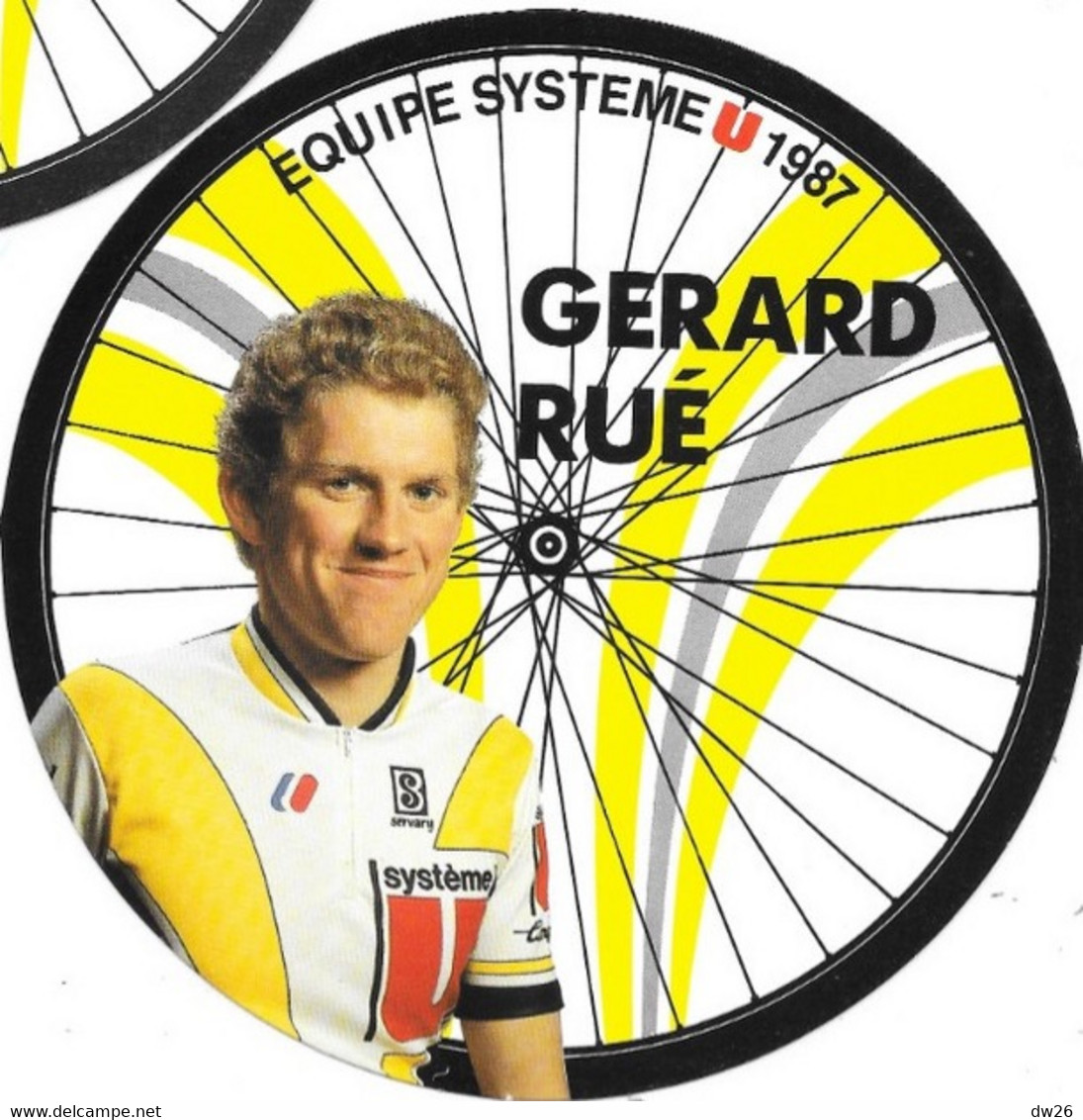 Fiche Cyclisme Avec Palmares - Gérard Rué, Equipe Système U 1987, Carte Roue De Vélo (Cycles Gitane) - Deportes