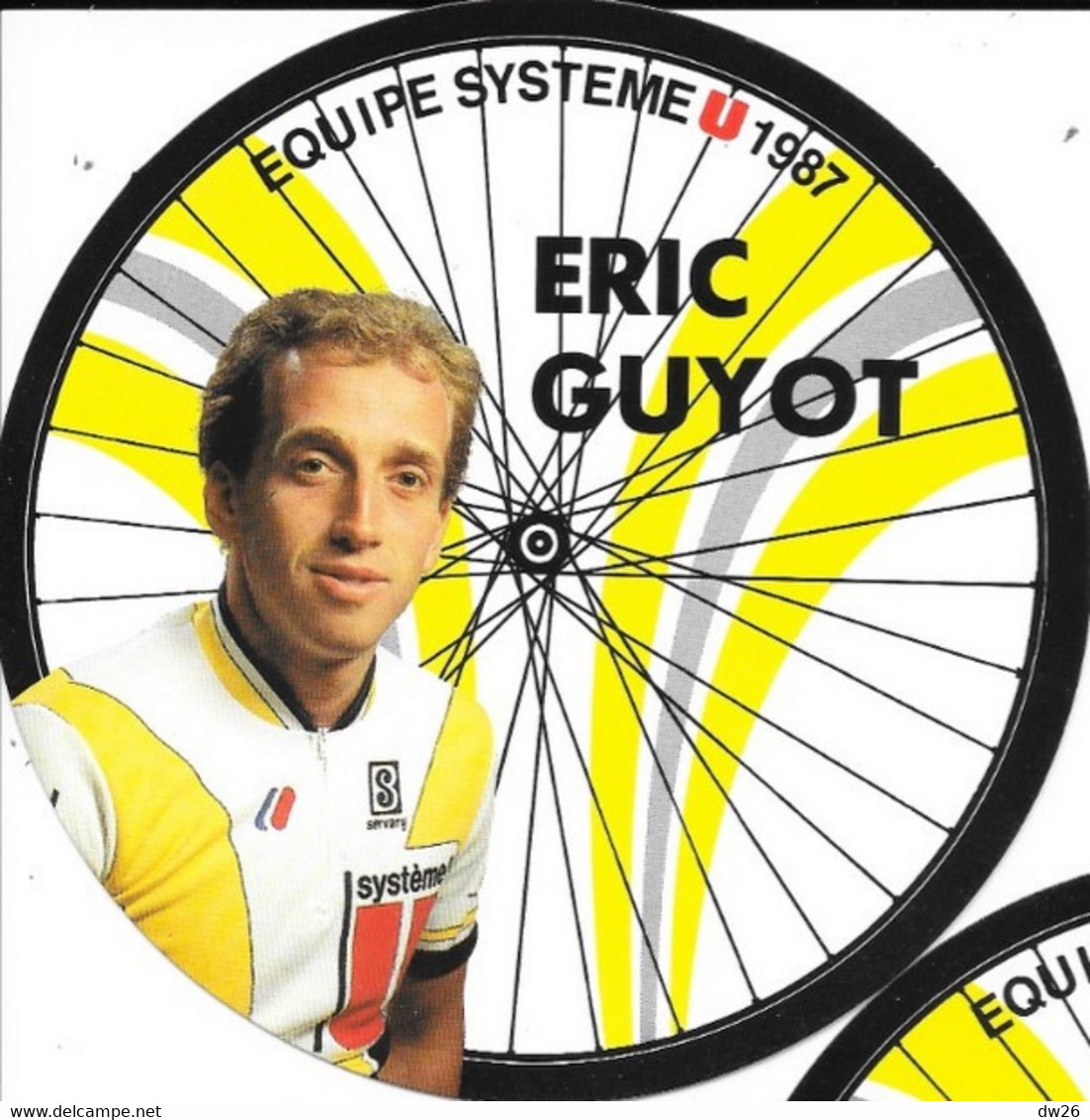 Fiche Cyclisme Avec Palmares - Eric Guyot, Equipe Système U 1987, Carte Roue De Vélo (Cycles Gitane) - Deportes