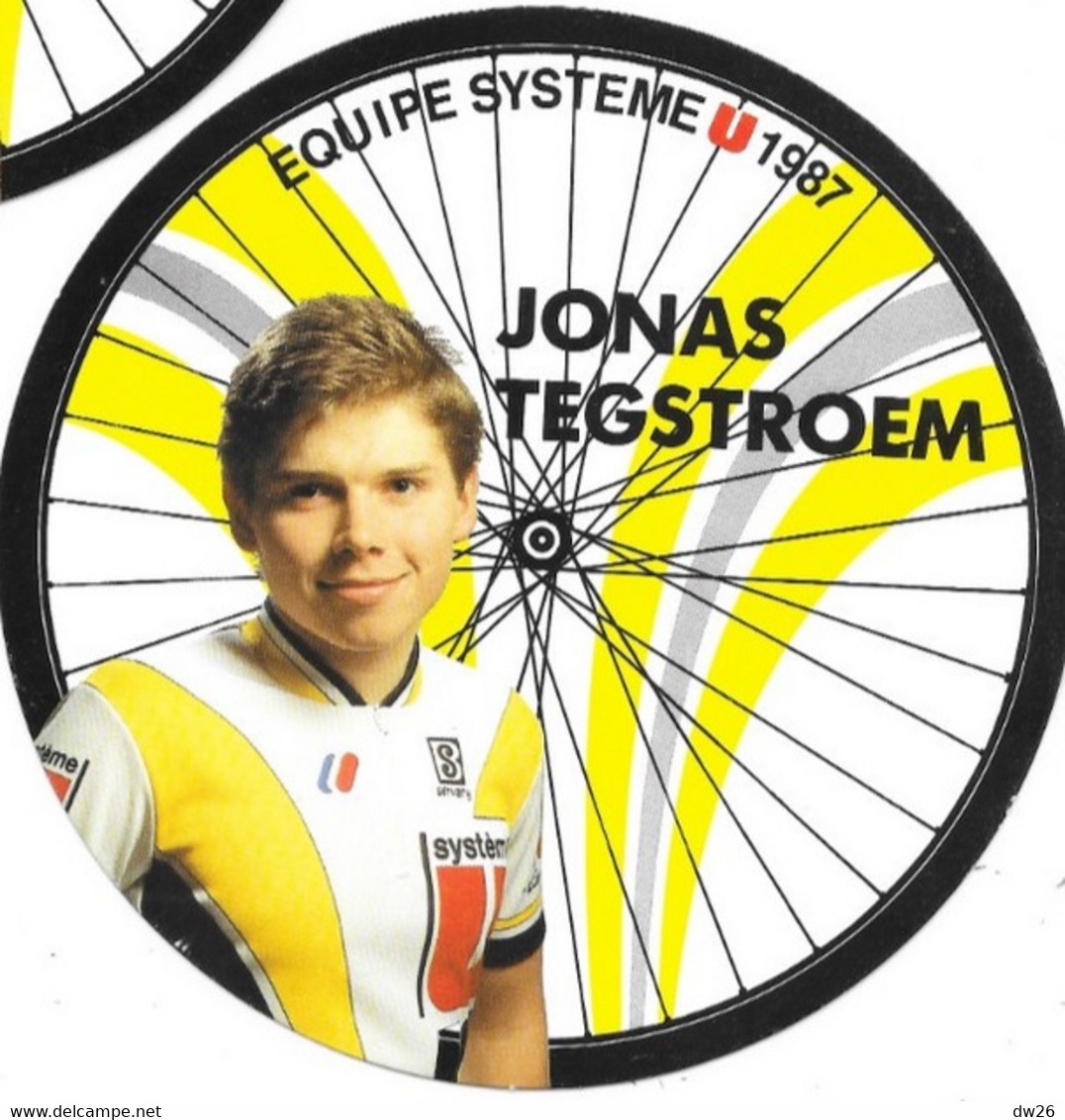 Fiche Cyclisme Avec Palmares - Jonas Tegstroem, Equipe Système U 1987, Carte Roue De Vélo (Cycles Gitane) - Sport