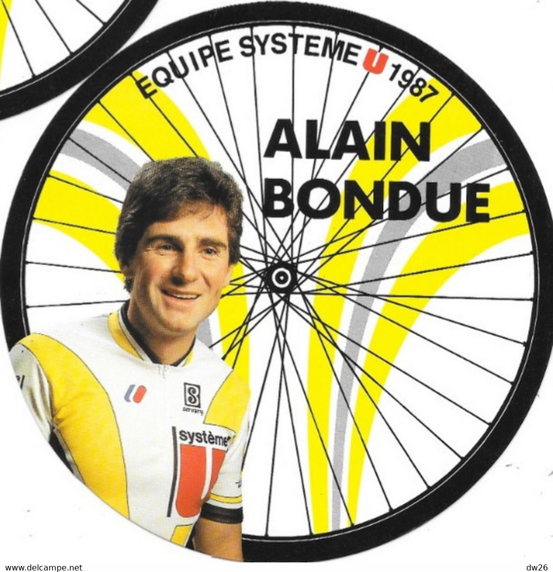Fiche Cyclisme Avec Palmares - Alain Bondue, Equipe Système U 1987, Carte Roue De Vélo (Cycles Gitane) - Sports