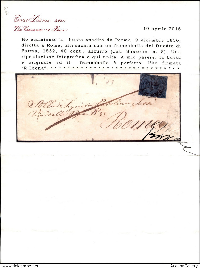 Antichi Stati Italiani - Parma - 40 Cent (5) - Disegno Appena Toccato In Alto A Sinistra - Letterina Da Parma A Roma Del - Altri & Non Classificati