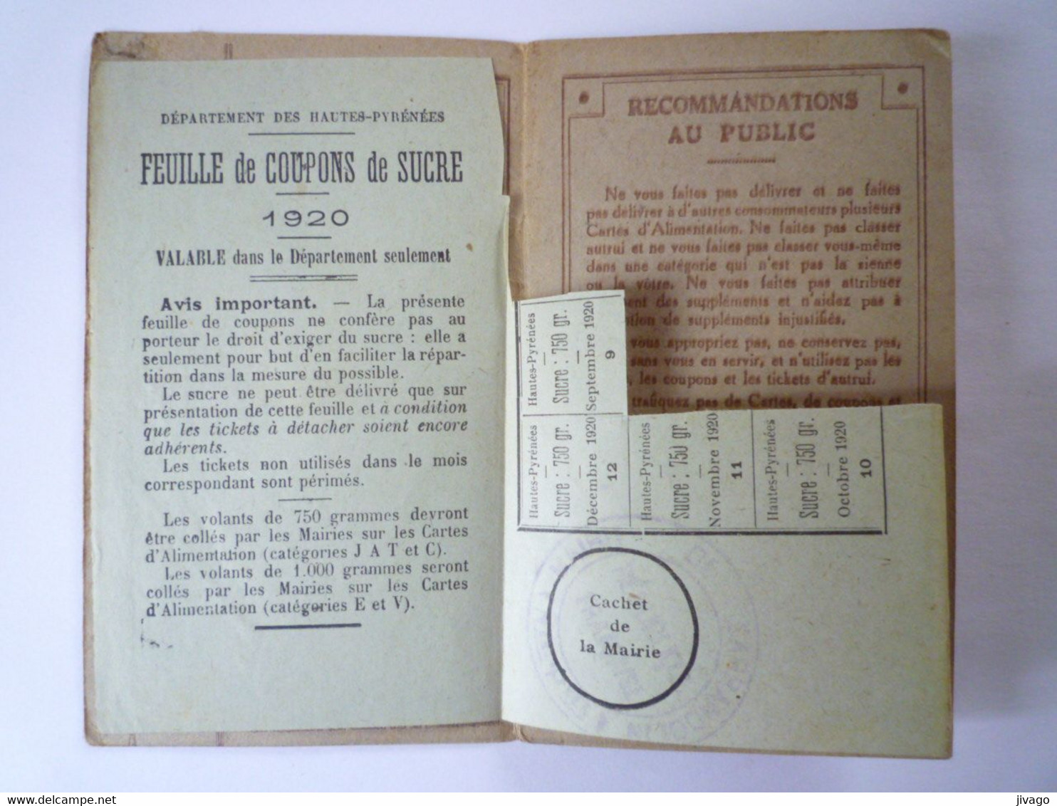 2021 - 4084  RATIONNEMENT 1918 :  Carte Individuelle D'Alimentation  (CADEAC 1918 - 1920)  XXX - Non Classés