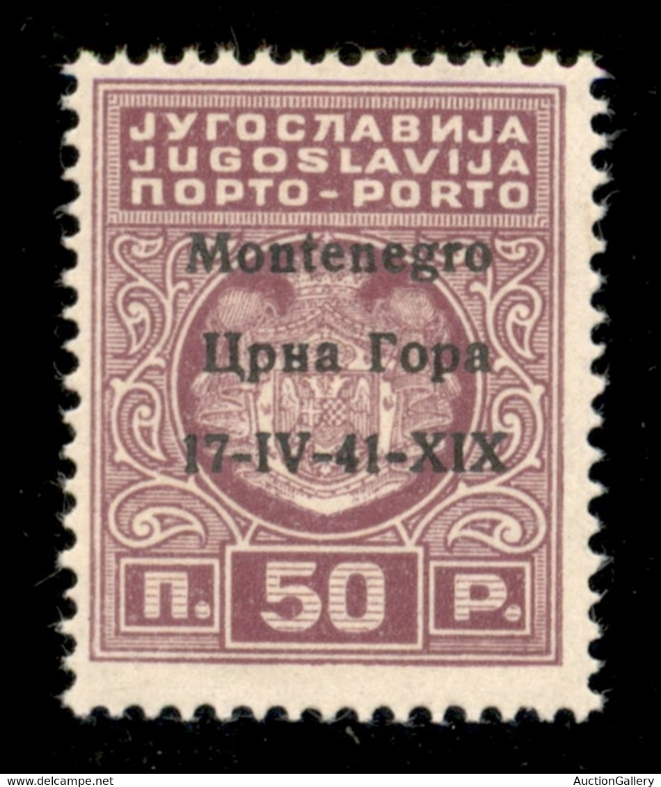 Occupazioni II Guerra Mondiale - Montenegro - Segnatasse - 1941 - 50 Para (1a - Violetto Lilla) - Gomma Integra - Oliva  - Other & Unclassified