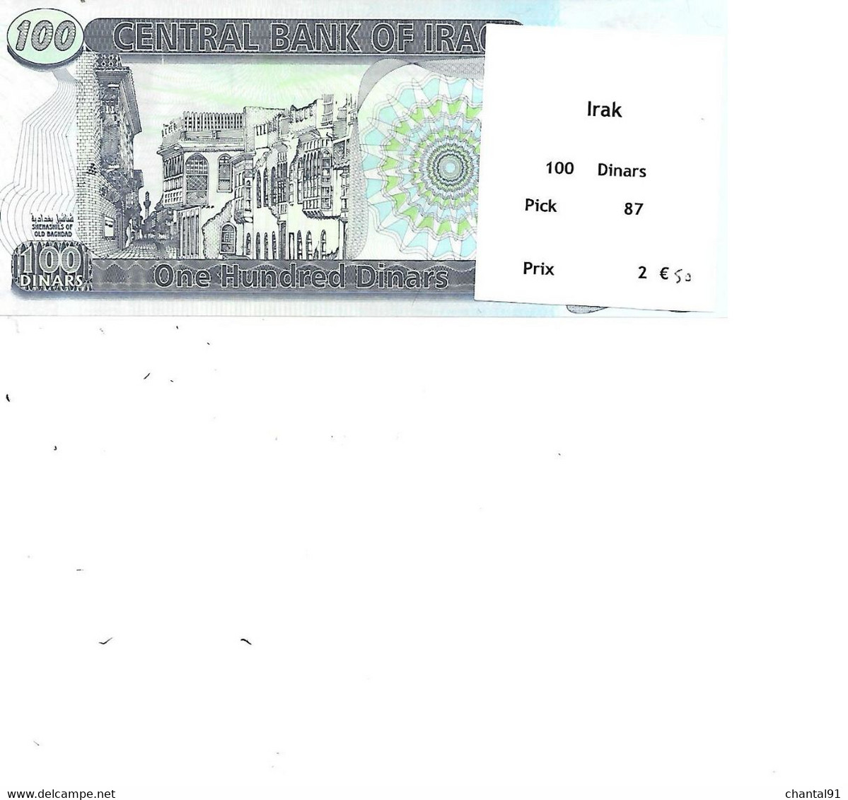 IRAK BILLET 100 DINARS PICK 87 - Irak