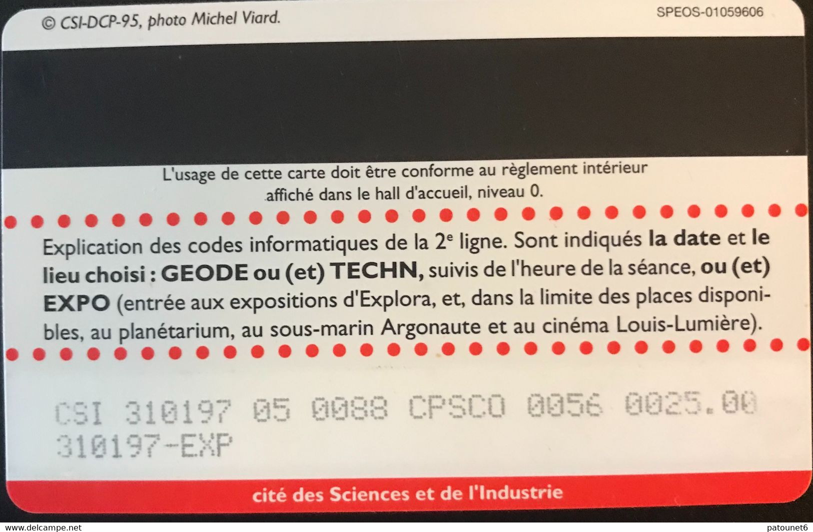 FRANCE  -  Cinécartes  -  Magnétique  -  Cité Des Sciences - La Géode - Découvrez 5 - Cinécartes