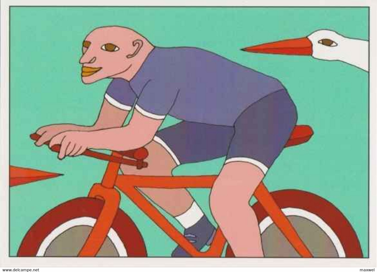 Cpm 1741/564 ERGON - Homme à Bicyclette - Cigogne - Vélo - Cyclisme - Bicycle - Illustrateur - Peintre - Ergon