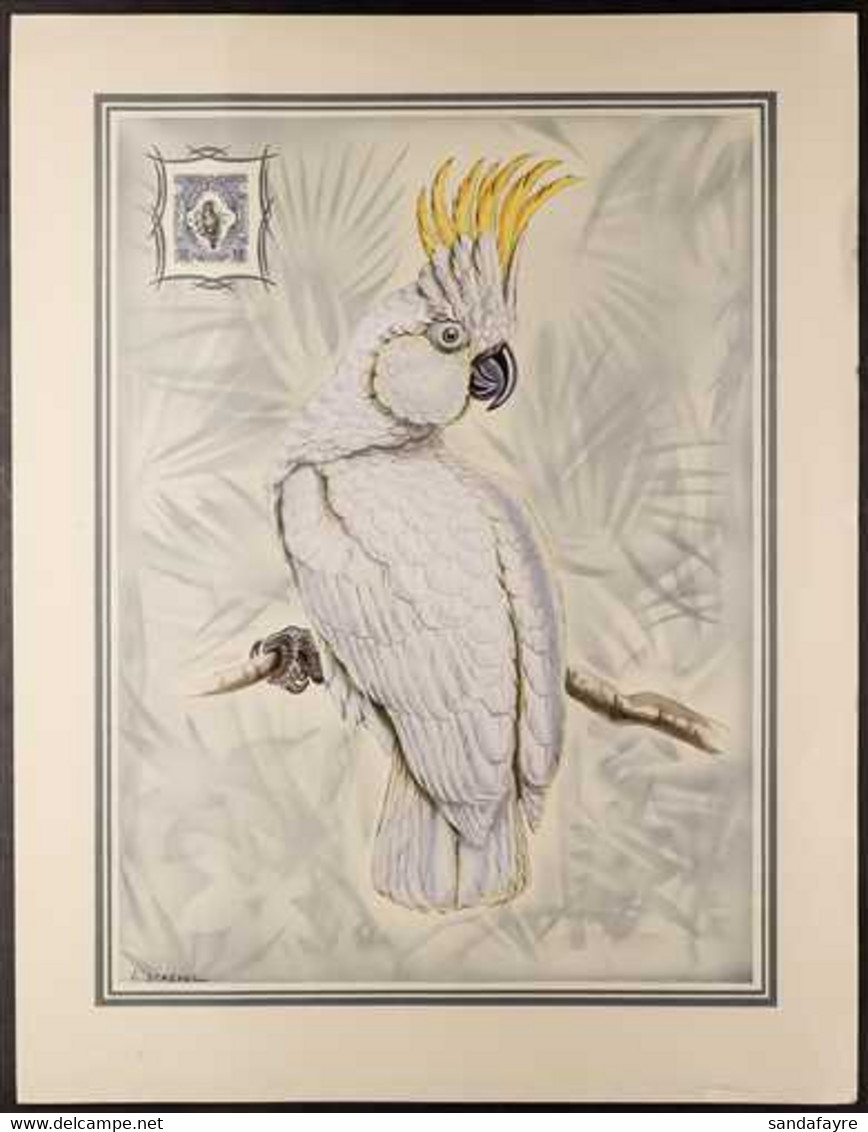 BIRDS ARTWORK By L. Screpel For The 1909-23 12c Deep Blue Palm Cockatoo, Comprising The Main Illustration Upon Which The - Non Classificati