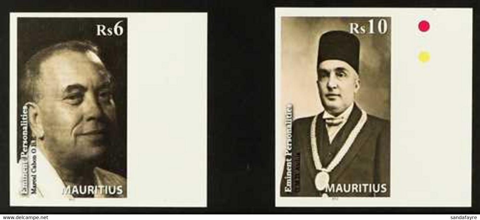 2012 IMPERF PROOFS Eminent Personalities Set, SG 1244/45, IMPERF PROOFS On Gummed, Crown Agency Wmk Paper, From The B.D. - Mauritius (...-1967)