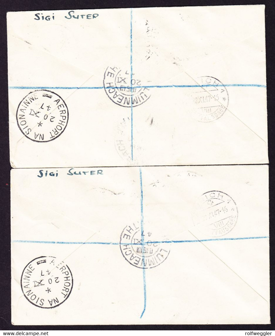 1947  2 R-Briefe Aus Shannon Airport Nach Zürich. - Covers & Documents