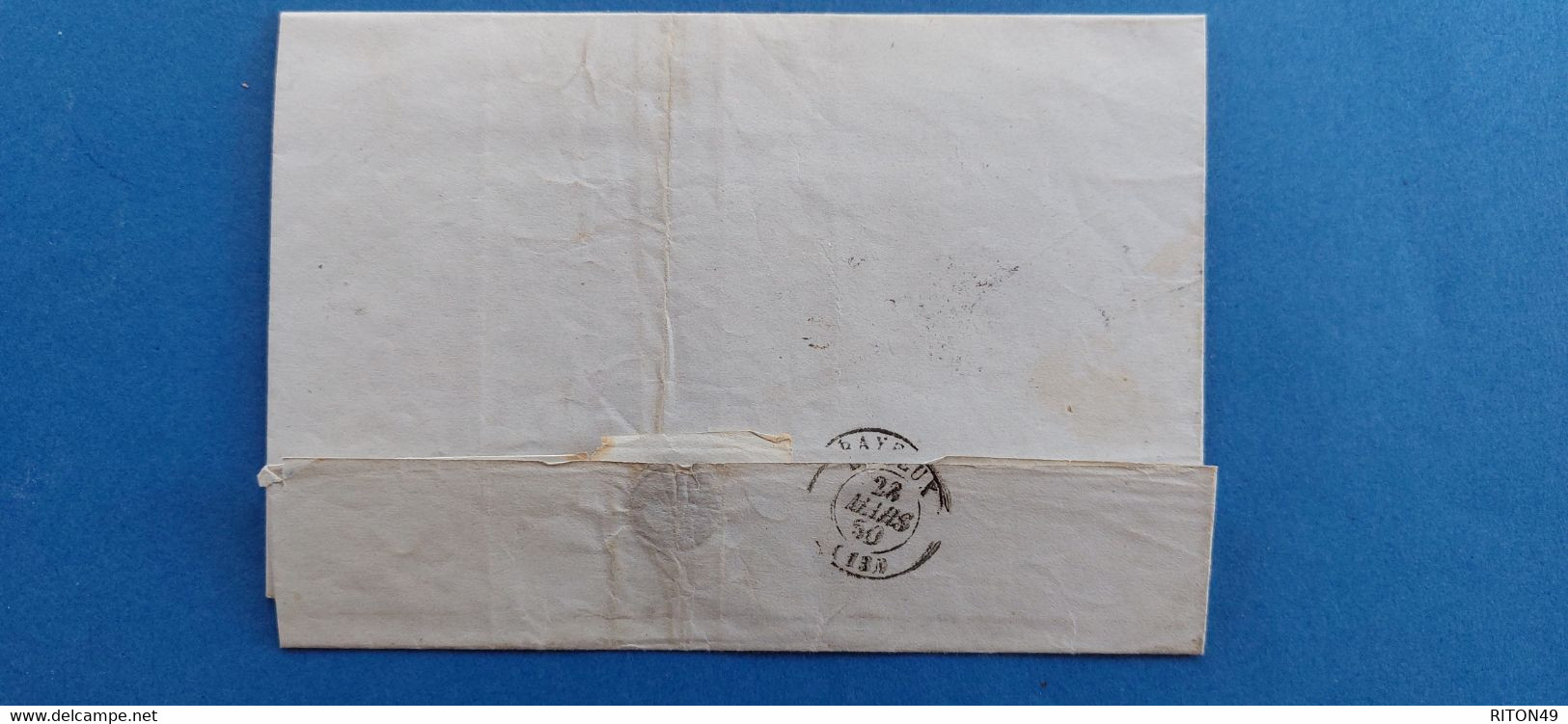 LETTRE 1850 BAYEUX MAIRE DE BAYEUX CAD CAEN CERES 20C N3A LOSANGE - 1849-1850 Ceres