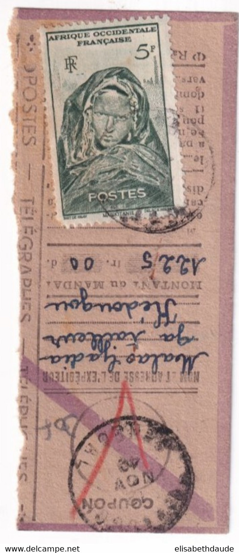 1949 - COUPON MANDAT De KEDOUGOU (SENEGAL / AOF) ! - Cartas & Documentos