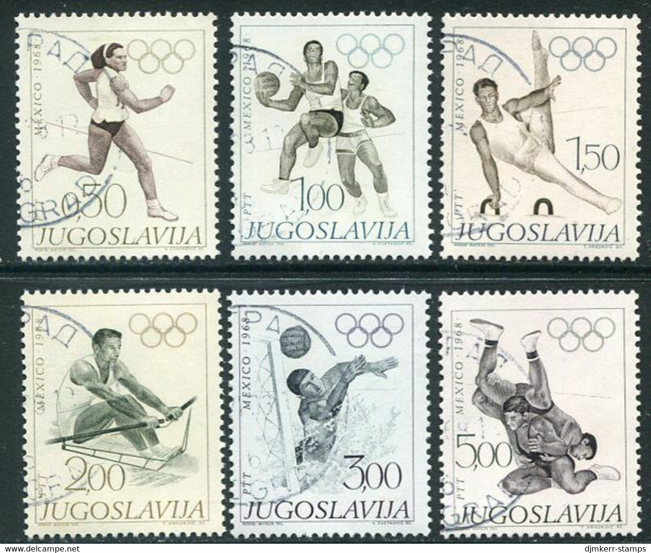 YUGOSLAVIA 1968 Olympic Games, Mexico City Used.  Michel 1290-95 - Unused Stamps