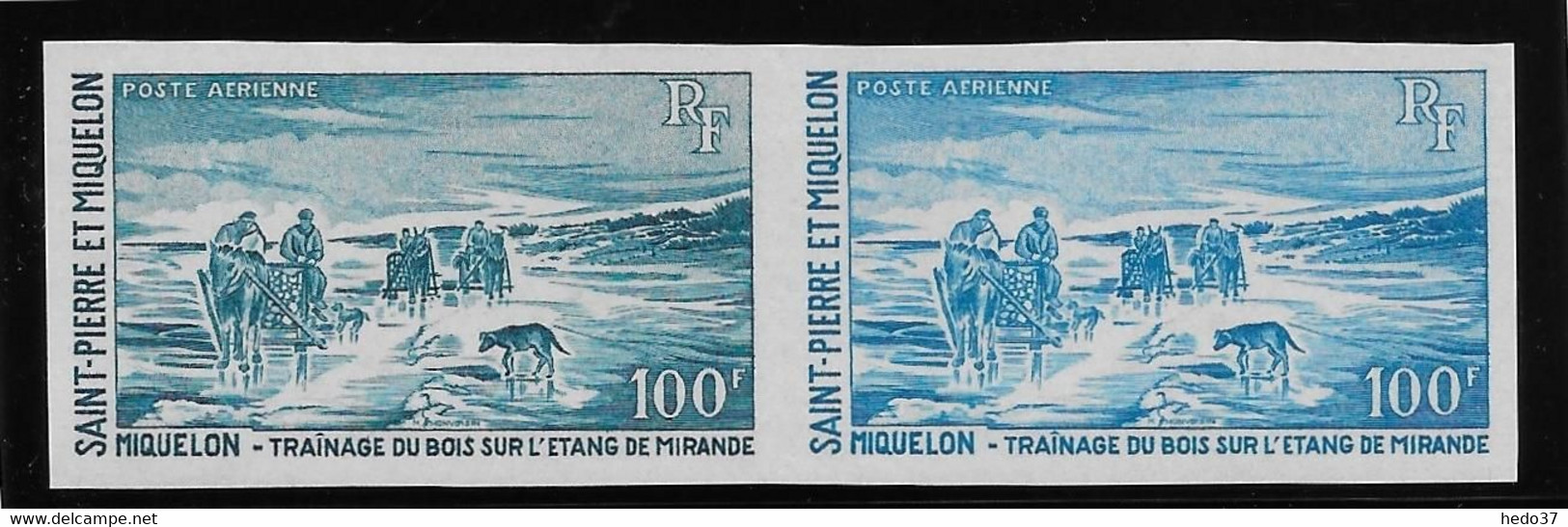 St Pierre Et Miquelon Poste Aérienne N°45 - Essai En Paire -  Non Dentelé - Neuf ** Sans Charnière - TB - Imperforates, Proofs & Errors