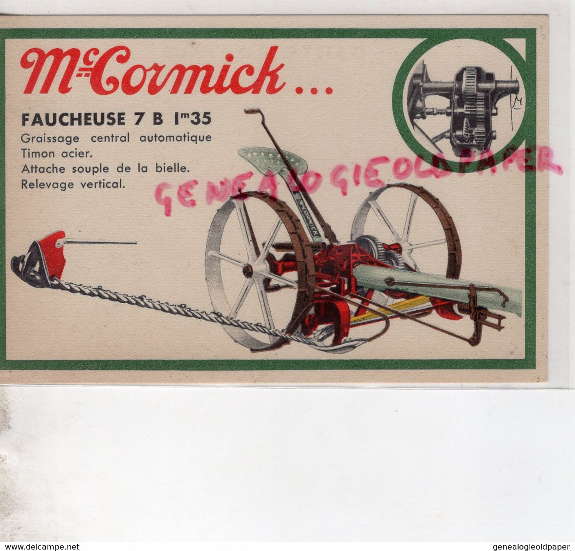 MC CORMICK - TRACTEUR  TRACTEURS FAUCHEUSE 7 B 1 M35 - Tracteurs