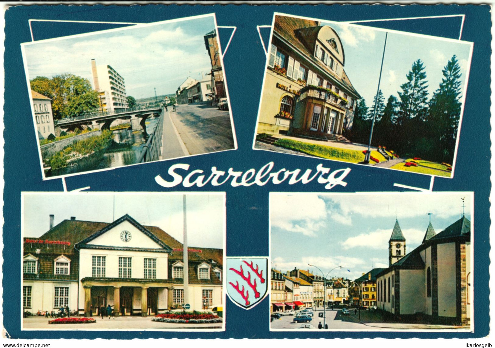 SARREBOURG Moselle 1969 " Carte Avec 4 Photos Colore Gare Marche Hotel De Ville Pp " Carte Postale Viewcard - Sarrebourg