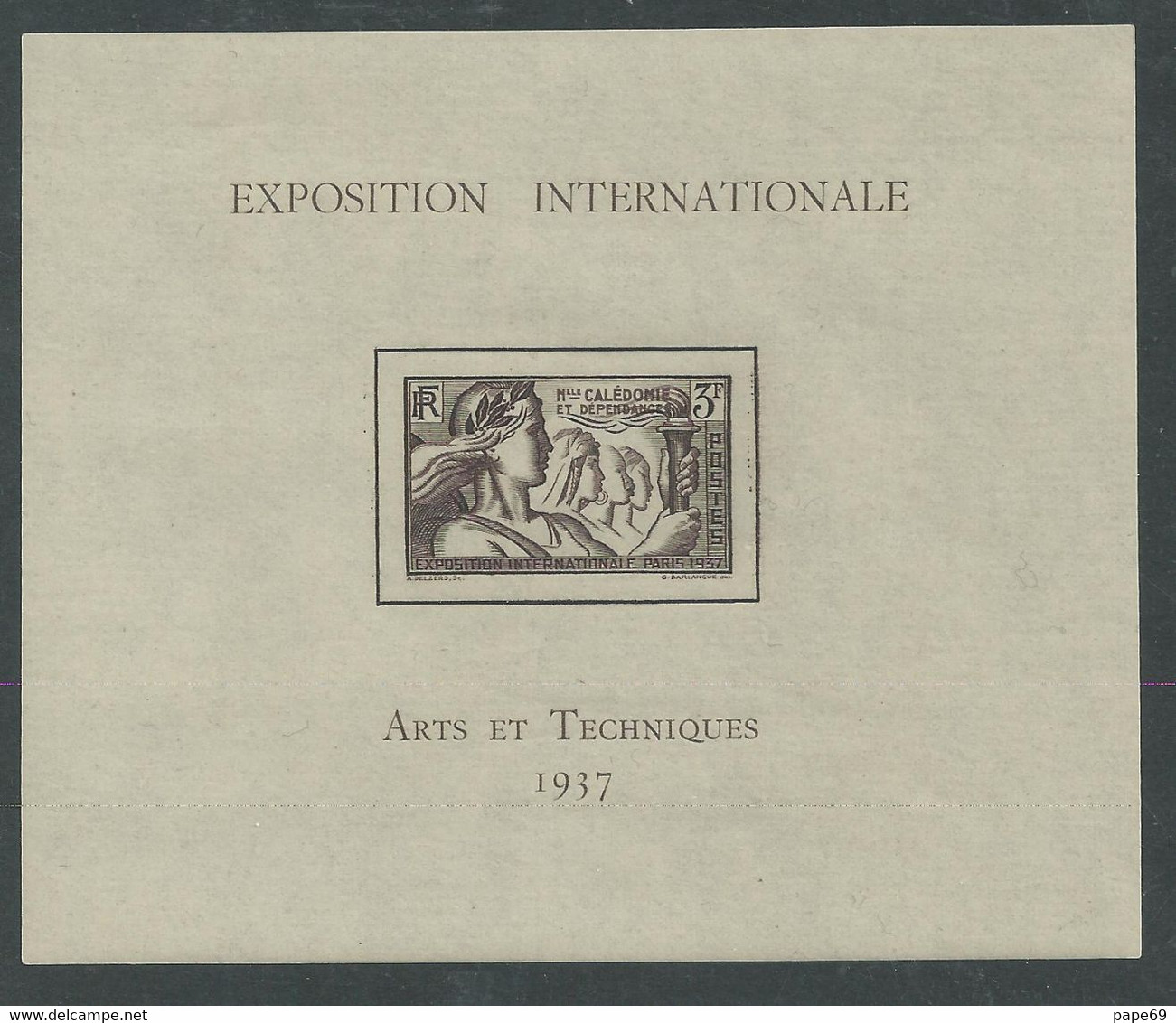 Nouvelle Calédonie B.F.  N° 1 XX  Exposition Internationale Paris 1937, Le Bloc Sans Charnière TB - Hojas Y Bloques