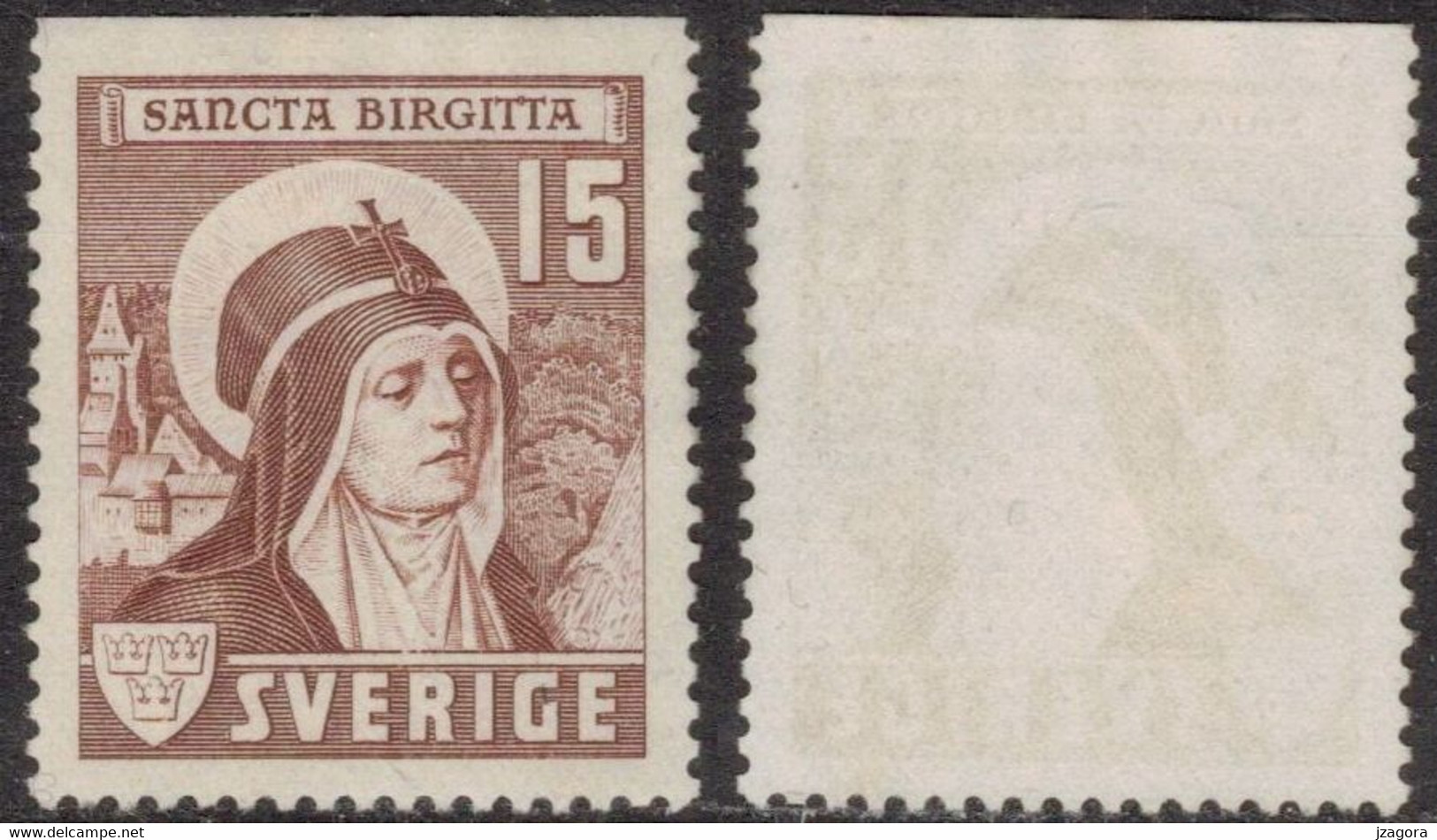 RELIGION HOLY MEN ST SAINT SANTA BIRGITTA BRIDGET BRIGIDA SWEDEN SUEDE SCHWEDEN 1941 Mi 288 Do FACIT 335 B1 Mint No Gum - Theologians