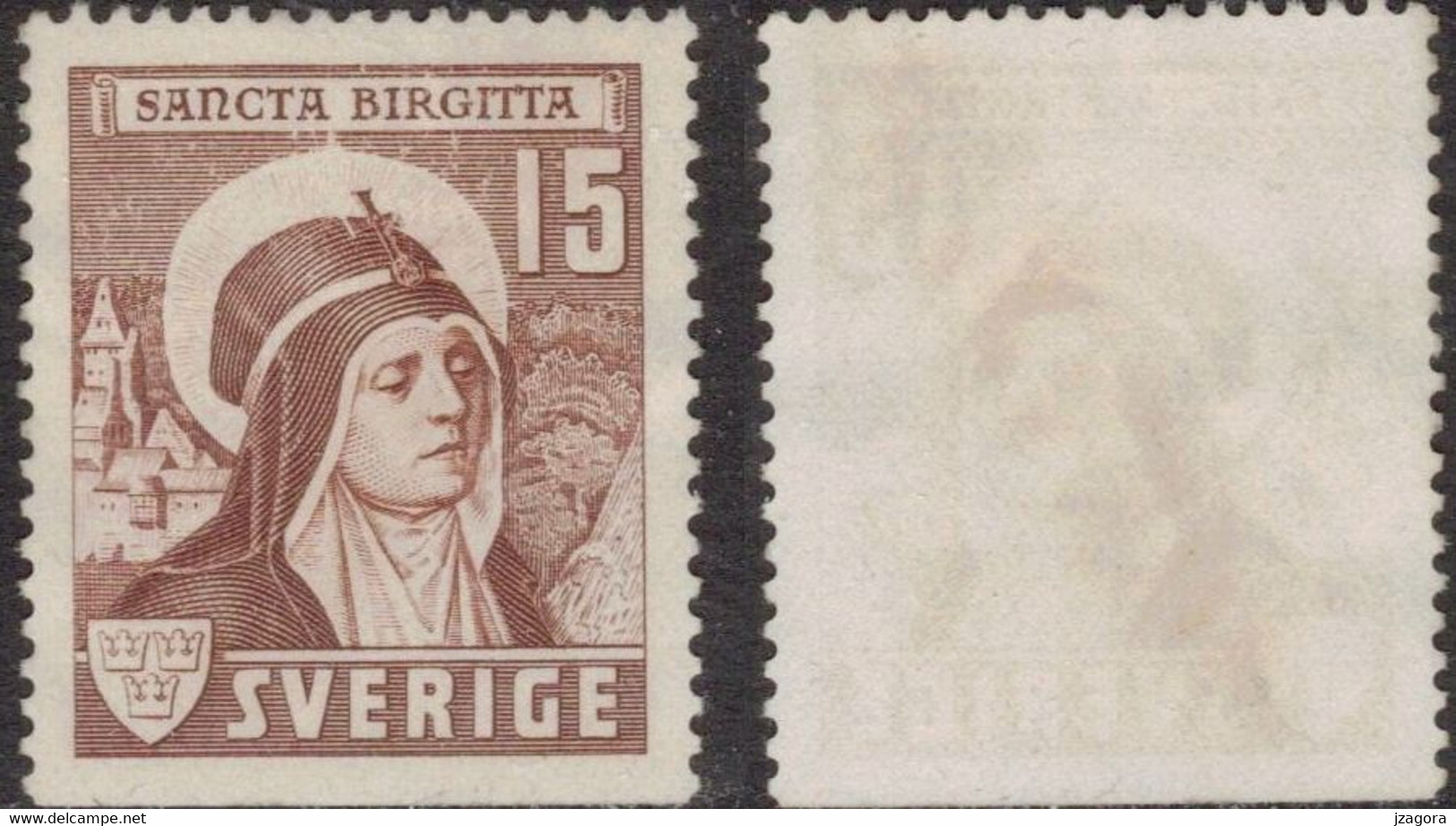 RELIGION HOLY MEN ST SAINT SANTA BIRGITTA BRIDGET BRIGIDA SWEDEN SUEDE SCHWEDEN 1941 Mi 288 Du FACIT 335 B2 Mint No Gum - Theologians