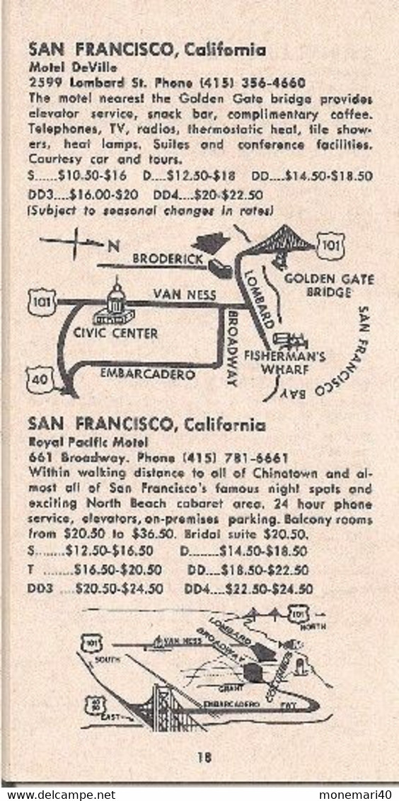 ÉTATS-UNIS - AMECICAN MOTEL LODGES - PRINTEMPS 1965.