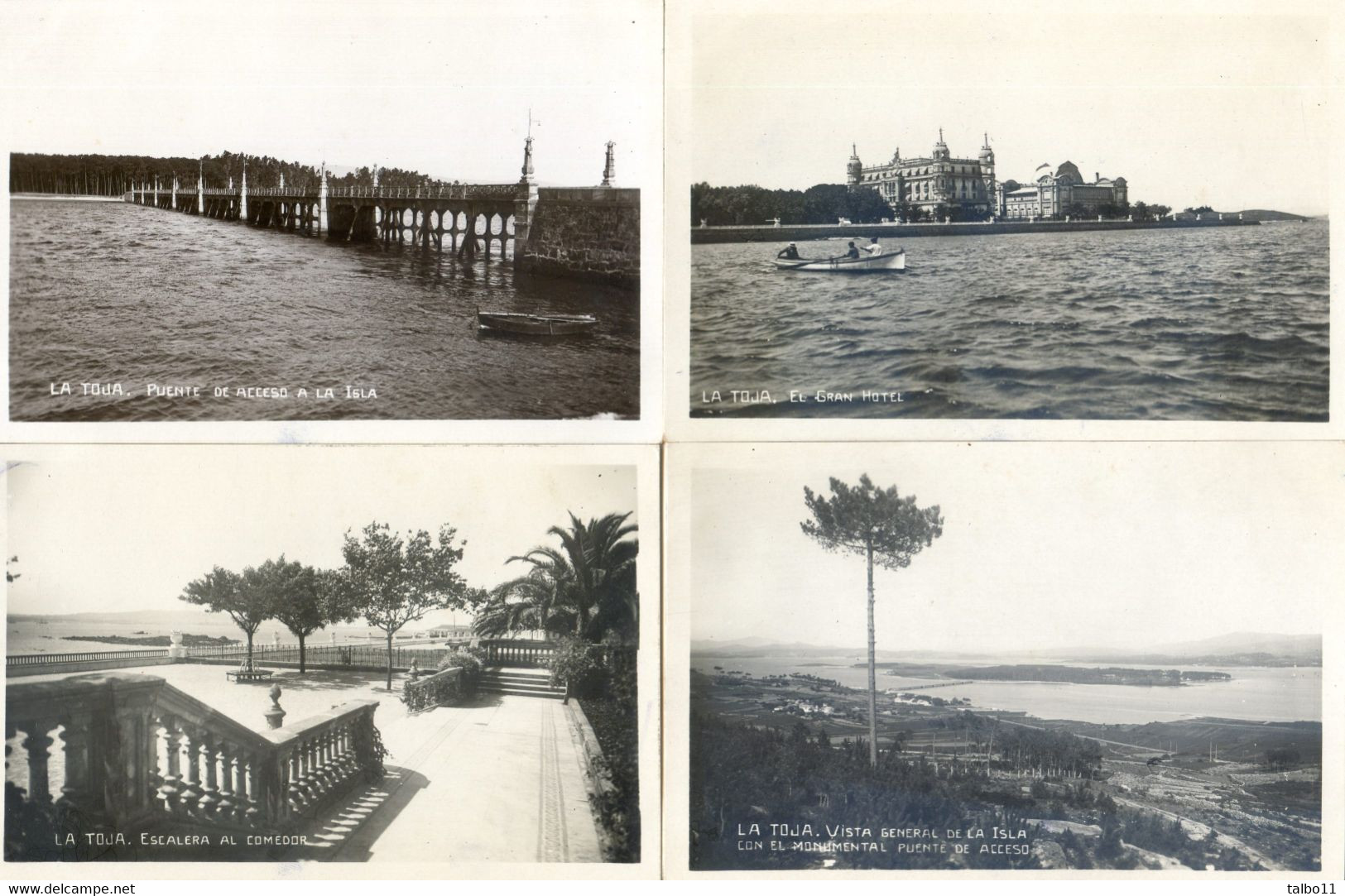 La Toja - Lot De 4 Cartes - Escalera Al Comedor, Puente Acceso Isla, Gran Hotel, Vista General - Pontevedra