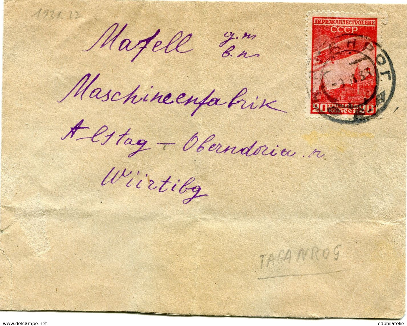RUSSIE LETTRE DEPART TAGANROG 9-11-33 POUR..... - Covers & Documents