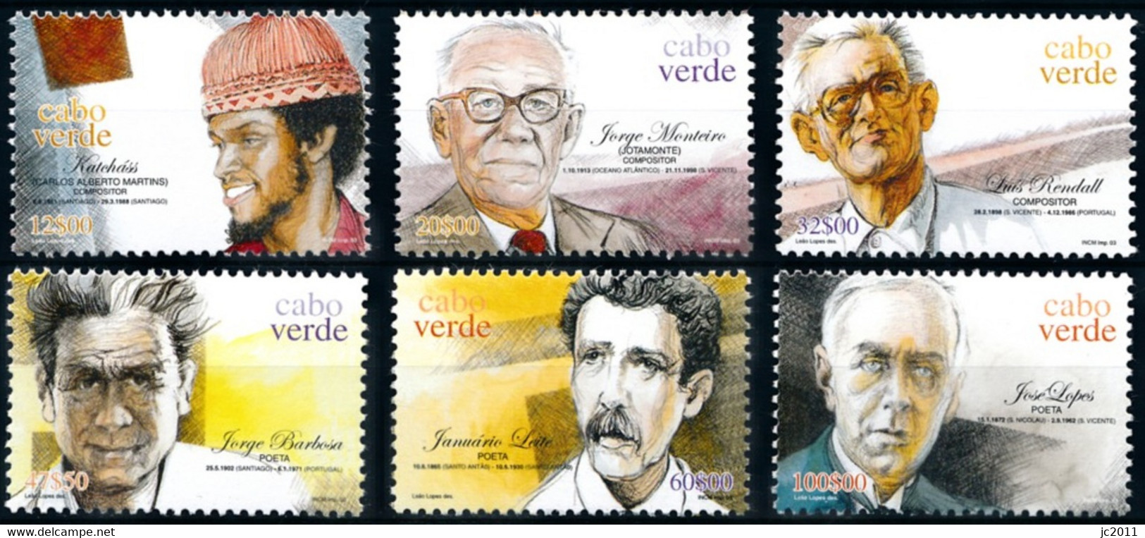 Cabo Verde - 2003 - Poets And Composers - MNH - Cap Vert